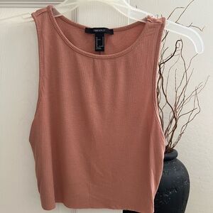 Forever 21 Ribbed Cropped Tank Brown Camel Sz M